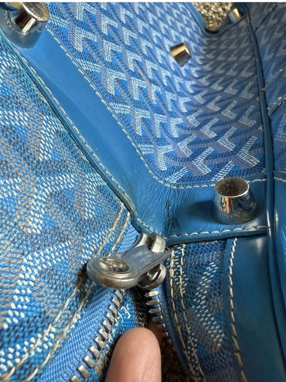 Goyard Blue Patterned Travel Tote - Picture 13 of 15